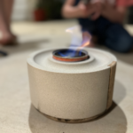 easy smores on the back porch using a tabletop fire stove